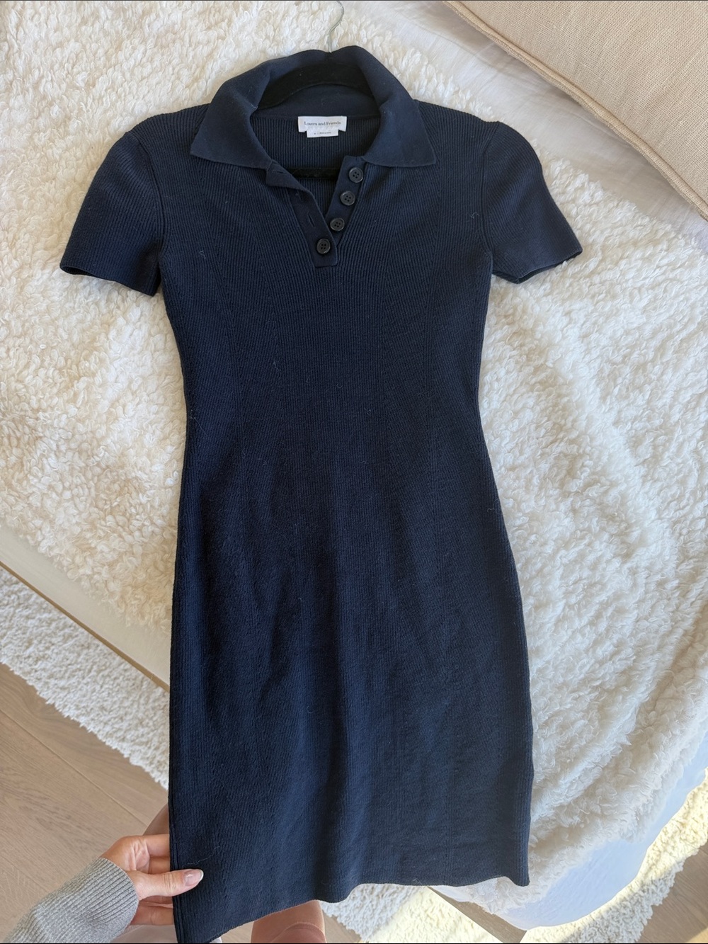 Classic Navy Polo Knit Dress - Women